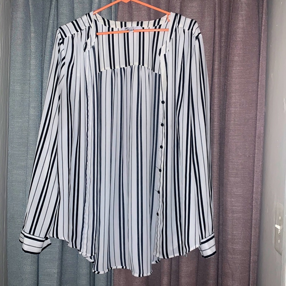 Black and white striped blouse.